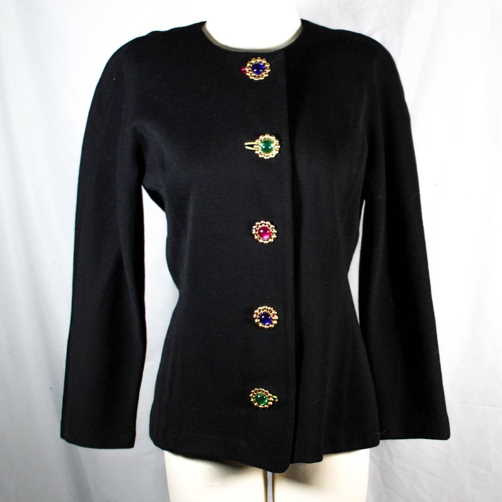 Vintage 1980s 1990s Designer Adrienne Vittadini Wool Blazer Jacket Colorful